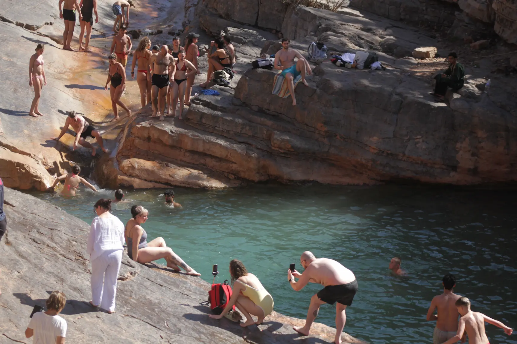 Group visiting Paradise Valley in the Atlas foothills near Agadir