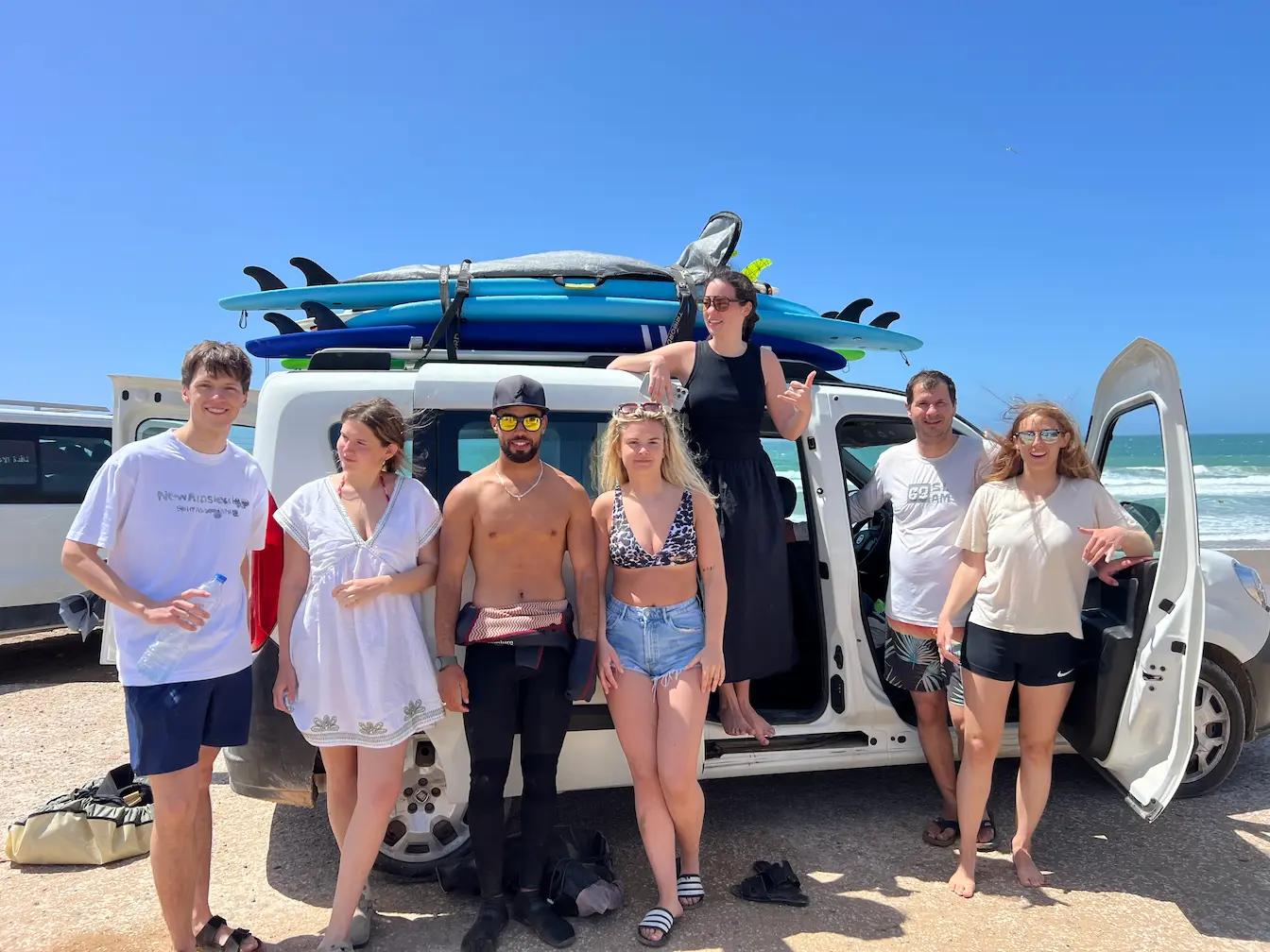 Surf package guests by the Moroccan coast